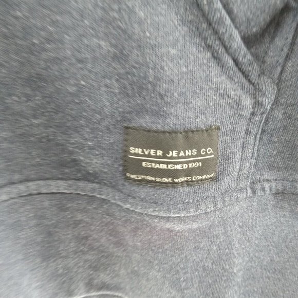 Silver Jeans Co Hoodie Mens Small Blue Full Zip Sweatshirt Color Block - Picture 2 of 9